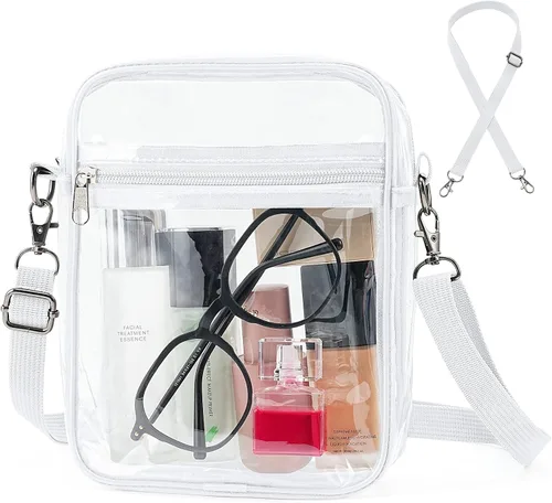 Miniatura 10 de yuanming Bolsa transparente aprobada para estadios, bolsa cruzada transparente, bolsas transparentes para estadios para mujeres TPU Negro