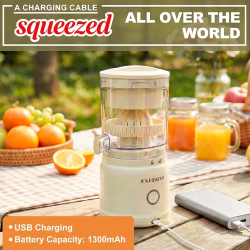 Miniatura 7 de Exprimidor eléctrico de cítricos, exprimidor de naranja recargable con USB-C, exprimidor portátil de jugo de limón para naranjas, lima, pomelo, alto