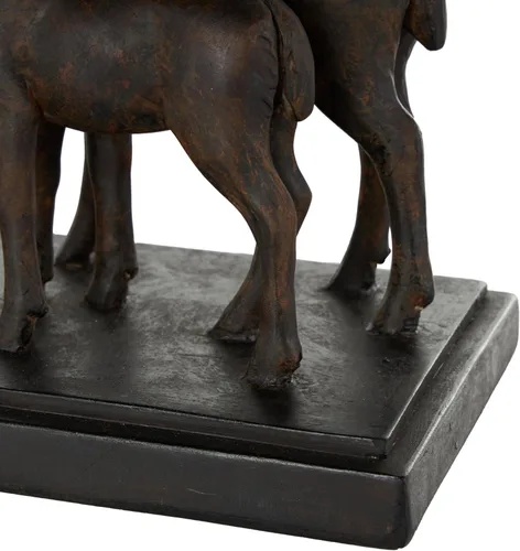 Miniatura 5 de Deco 79 Escultura Decorativa de Elefante de Resina Caminando, Estatua de Decoración para el Hogar con Ciervo Marrón Oscuro, Figura Decorativa de 20