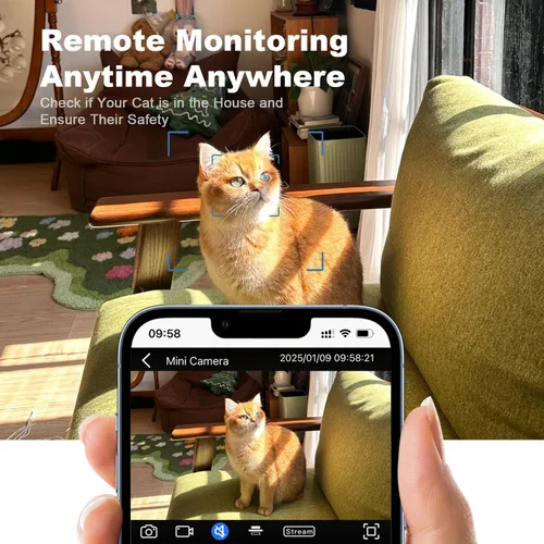 Miniatura 4 de Mini cámara WiFi 2.4G para casa de gato con calefacción (uso enchufable), 1080P HD, visión nocturna, detección de movimiento, ultra gran angular