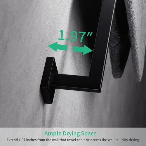Miniatura 5 de Miyili Toallero de baño de 30 pulgadas de acero inoxidable, accesorios de baño modernos para montaje en pared, negro mate, A06B75A