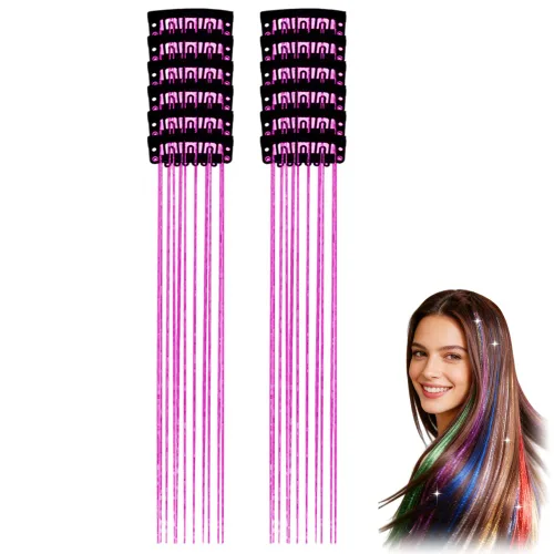 Miniatura 8 de 12 extensiones de cabello de oropel con clip, color champán, extensiones de cabello de oropel con clip, extensiones de cabello con purpurina