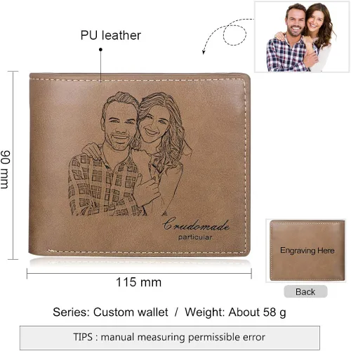 Miniatura 3 de Carteras personalizadas para hombres carteras de fotos personalizadas de piel sintética para hombres marido papá hijo regalos personalizados Wallet