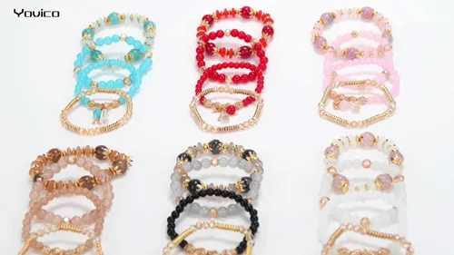 Miniatura 7 de Yovico 6 juegos de pulseras elásticas apilables bohemias, para mujer, con cuentas ajustables, multicolor, para regalo, Sin gemas.