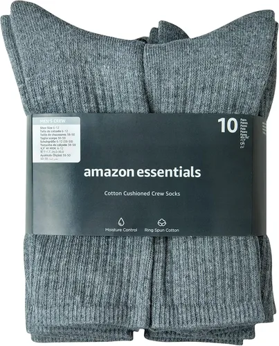 Miniatura 4 de Tienda Essentials Men's Cotton Half Cushioned Crew Socks, 10 Pairs