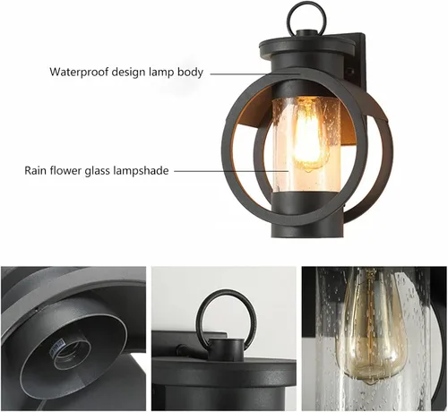 Miniatura 3 de Lámparas de pared para exteriores e interiores, faroles de pared impermeables para exteriores, iluminación de pared de vidrio transparente