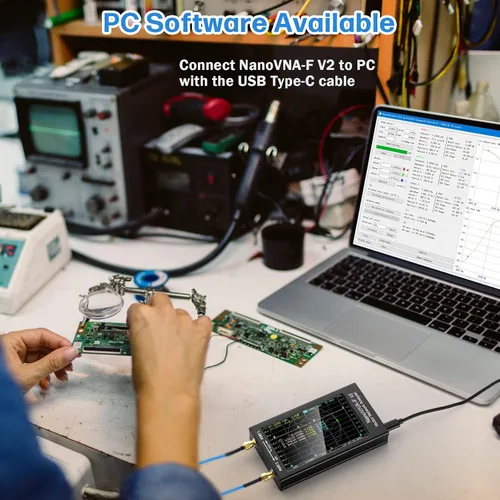 Miniatura 5 de AURSINC Analizador de Red Vectorial NanoVNA-F V2 Actualizado 50KHz-3GHz HF VHF UHF, Analizador de Antena VNA, Pantalla Táctil de 4.3 Pulgadas