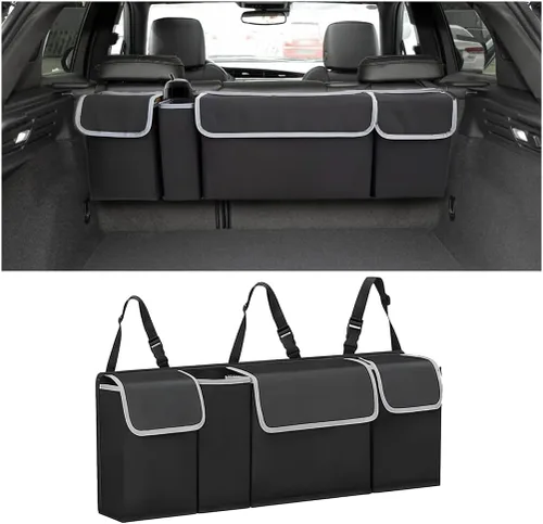 Miniatura 9 de AUCELI Organizador de Maletero para Auto, Organizador Colgante Grande para Asiento Trasero con Correas Ajustables, Bolsa de Carga Plegable