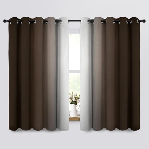 Miniatura 21 de COSVIYA Cortinas 100% Opacas Azul Degradado con Lazos Ajustables para Cocina Aislamiento Térmico Oscurecimiento de Habitación Cenefa con Bolsillo