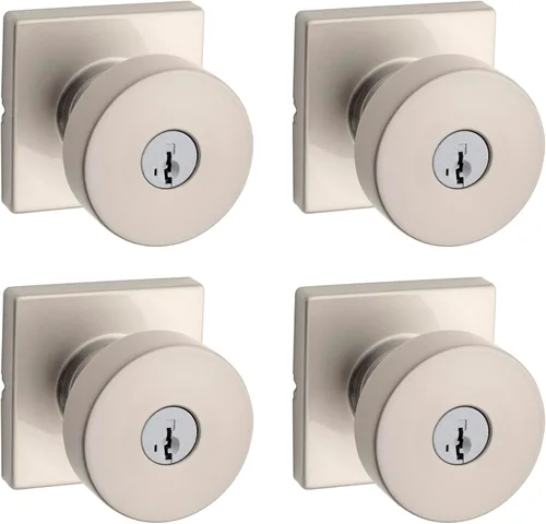Miniatura 30 de Kwikset Pismo Manija de privacidad para puerta, para interiores, con cerradura, sin llave, con protección Microban, para baño y dormitorio, negro