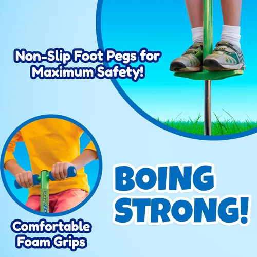 Miniatura 7 de Geospace Jumparoo BOING! JR. Steel POGO STICK by Air Kicks, pequeño para niños de 50 a 90 libras, diversión activa al aire libre que promueve