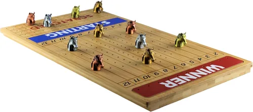 Miniatura 6 de Juego de mesa de carreras de caballos de metal con tablero de juego de madera gruesa y maciza de carreras de caballos (22 pulgadas, natrual), 11