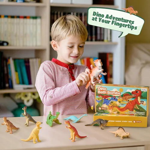 Miniatura 6 de Bombas de baño de dinosaurio para niños con sorpresa en el interior, paquete de 10 huevos de dinosaurio naturales con juguetes exclusivos de Paquete