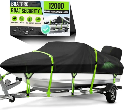 Miniatura 10 de Cubierta impermeable para barco de 1200D con cubierta para motor, lona marina tejida con solución de tinte, cubierta remolcable para barco