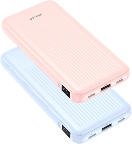 Miniatura 10 de Paquete de 2 cargadores portátiles, 10,000 mAh, 22,5 W, USB C, carga rápida, con 2 salidas y 2 entradas, pantalla digital, compatible con tabletas