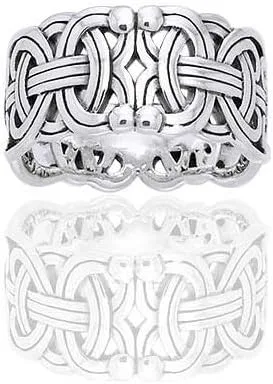 Miniatura 3 de Viking Braided Wedding Band Borre Knot Norse Celtic 10mm Sterling Silver Ring(Sizes 4,5,6,7,8,9,10,11,12,13,14,15)