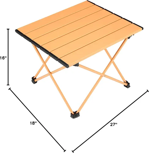 Miniatura 2 de Tesouro Mesa de camping portátil, mesa auxiliar plegable de aluminio para cocinar al aire libre, senderismo, viajes, picnic (albaricoque-grande)