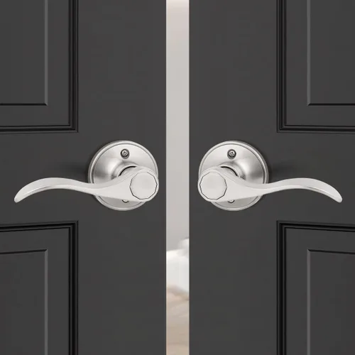 Miniatura 8 de Probrico - Paquete de 2 manijas de puerta decorativas para puertas con apertura a la izquierda y derecha, estilo ondulado, con acabado de níquel