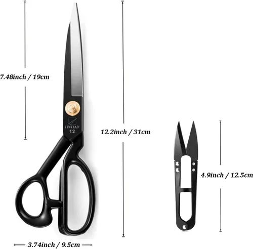 Miniatura 3 de Tijeras de costura, tijeras de costura de tela de 12 pulgadas, tijeras de alta resistencia, corte afilado para manualidades, sastrería, tijeras