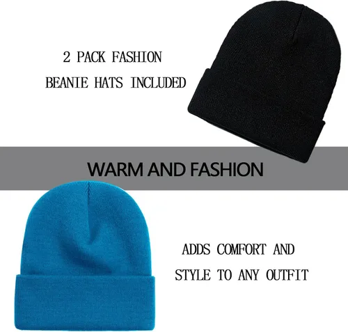 Miniatura 2 de ZOORON Paquete de 1 y 2 gorros para hombres y mujeres, gorros de punto para invierno, gorro de esquí suave, unisex