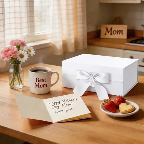 Miniatura 2 de Caja de regalo HAPPY POTATO para regalos con cinta 9x6.5x3.8 pulgadas, caja de regalo blanca con tapa, cajas de propuesta para dama de honor
