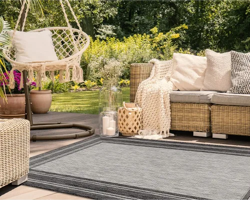 Miniatura 12 de Liora Manne Carmel - Alfombra tejida de perfil bajo de fácil cuidado para interiores y exteriores, color aguamarina, 6 pies 6 pulgadas x 9 pies 4