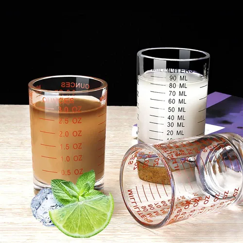 Miniatura 4 de Taza medidora de vidrio de chupito, 3 onzas/3.0 fl oz, 2 unidades (rojo, 3.0 fl oz, 2 unidades)