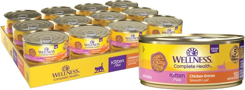 Miniatura 12 de Wellness Complete Health Pate Kitten - Alimento húmedo enlatado para gatos, natural, rico en proteínas, sin granos, pescado blanco y atún, 3 onzas