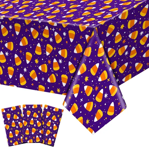 Miniatura 14 de Newwiee Paquete de 3 manteles de Acción de Gracias de 108 x 54 pulgadas, manteles de plástico desechables de otoño, mantel rectangular impermeable