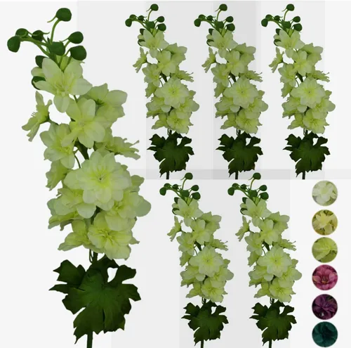 Miniatura 11 de 6 tallos de 31" Delphinium Ajacis flores artificiales de seda (azul)