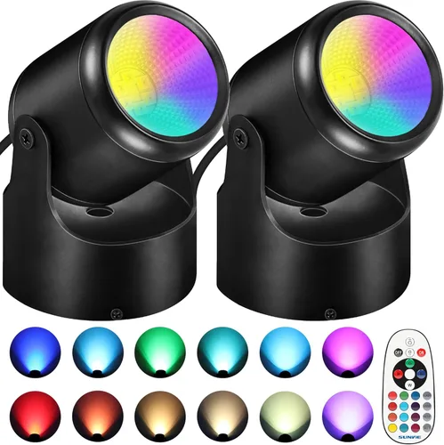 URTOM RGBW Focos de Navidad para Interiores 6W Luces Ascendentes para Interiores con Control Remoto 16 Colores Cambiantes Iluminación Ascendente