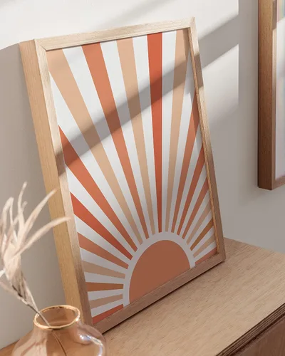Miniatura 5 de HAUS AND HUES Sun Art Prints Decoración de pared moderna de mediados de siglo, póster de sol de terracota y arte de pared bohemio, arte de pared Sol
