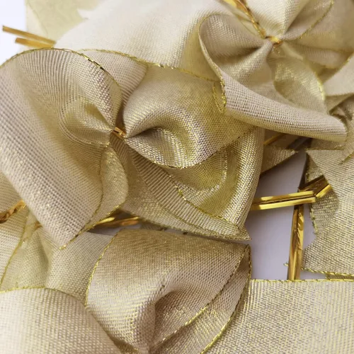 Miniatura 8 de 36 piezas lazos dorados metálicos de 4-1/2 pulgadas con ataduras giratorias para envolver regalos, embalaje, decoración navideña (4.5", W.Gold)