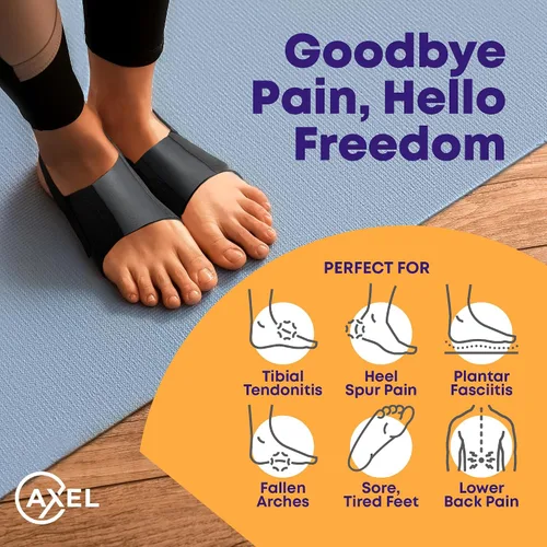 Miniatura 7 de AXEL Soporte ajustable para el arco del pie, alivio del dolor de pies antideslizante para fascitis plantar, pies planos y arcos caídos, ortopédicos