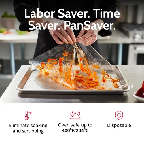 Miniatura 2 de PanSaver Revestimientos redondos transparentes para una fácil limpieza, forros desechables para sartenes de bufé, hornos hasta 400F