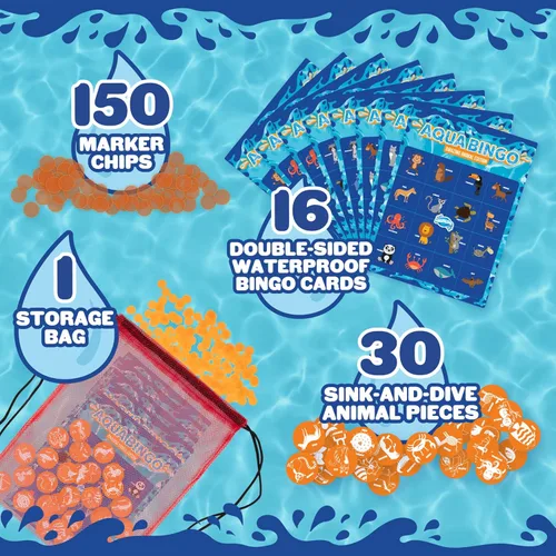 Miniatura 4 de Juego de buceo de bingo en la piscina para niños, juguete de edición divertida para fiesta de verano, bucea y llama 30 "números" con temática
