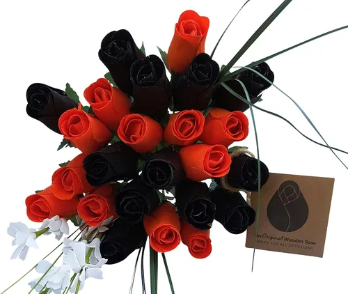 Miniatura 15 de Ramos originales de rosas de madera en 1, 2, o 3 docenas, Madera de abedul, Completamente negro, 1 Docena