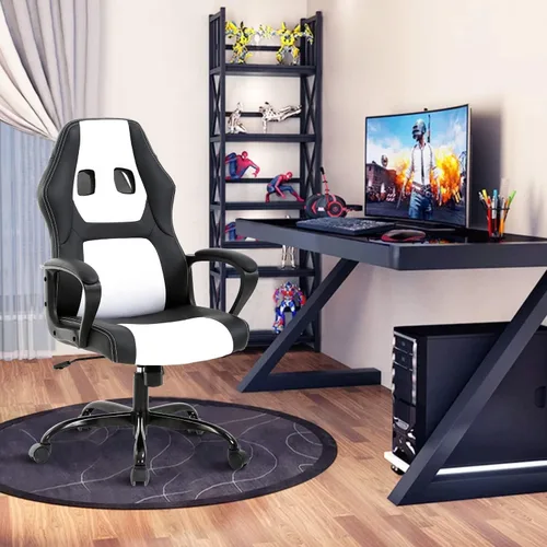 Miniatura 12 de Silla ejecutiva para juegos de PC con soporte lumbar y reposacabezas, silla ergonómica de cuero para oficina en casa, sala de juegos, resistente