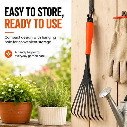 Miniatura 7 de Finder Rastrillo de mano, herramienta de mano de jardinería de 15.6 pulgadas con mango ergonómico y agujero para colgar para almacenamiento