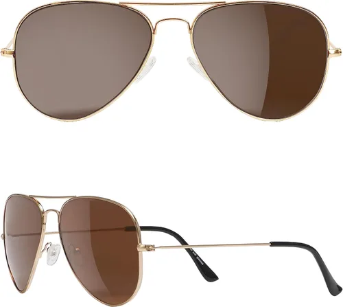 Yaserra Lentes de sol de aviador polarizados retro para hombres y mujeres, lente TAC espejada, marco de metal, doble puente con protección UV400