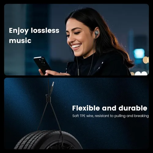 Miniatura 6 de MOSWAG Auriculares con cable con micrófono, auriculares intrauditivos de 0.138 in con ajuste de aislamiento de ruido y sonido claro, cómodos