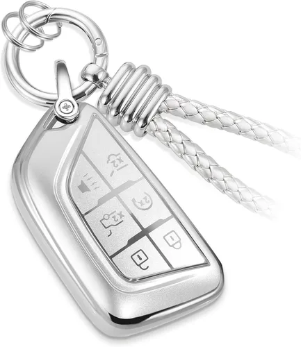 Miniatura 8 de para Cadillac - Funda para llavero con cuerda trenzada metálica, funda suave mejorada para 2020 en adelante CT4 CT5 CT6 XTS XT4 XT5 ATS, etc.