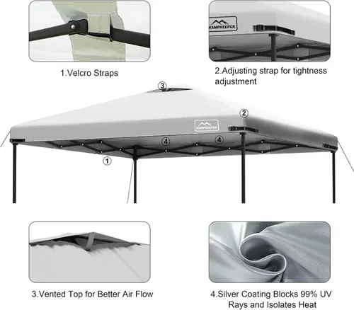 Miniatura 80 de KAMPKEEPER Cubierta de Repuesto Superior para Carpa Toldo Emergente con Ventilación de Aire y Correa Elástica Ajustable, Poliéster Resistente a Azul