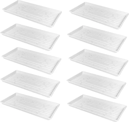 Miniatura 12 de SUNPACK Bandeja de inicio de semillas de plástico resistente de 10 x 20 pulgadas, color negro, 2.5 pulgadas, sin agujeros de drenaje, ideal