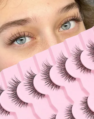 Miniatura 12 de Jiocolor Pestañas naturales pestañas postizas finas pestañas postizas cortas aspecto natural banda transparente pestañas postizas tira pestañas