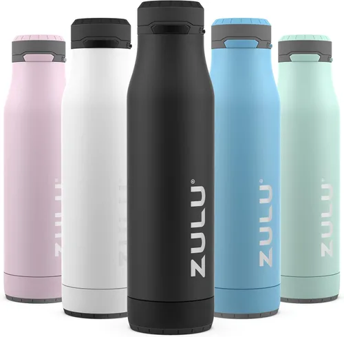 Miniatura 10 de Botella de agua con aislamiento al vacío de acero inoxidable ZULU Ace con pico para tragar, tapa con cierre a prueba de fugas y base extraíble
