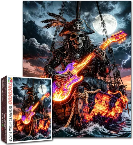 Miniatura 13 de Rompecabezas de 1000 piezas para adultos, rompecabezas de barco pirata para desafiantes juegos de actividades familiares, rompecabezas de arte