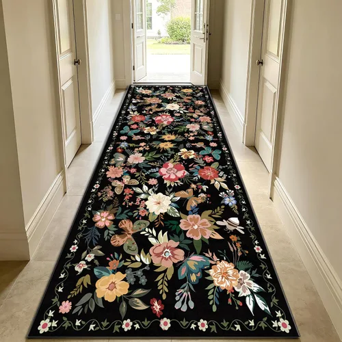 Miniatura 11 de Ukeler - Alfombra rústica con diseño floral para sala, dormitorio, comedor, Country rústico, Azul (luxury blue)