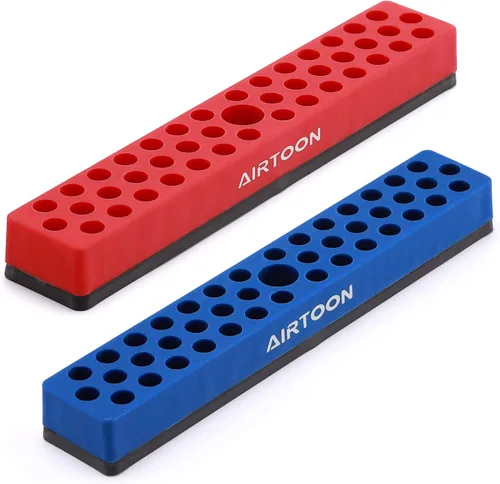 Miniatura 7 de 2 soportes magnéticos para puntas hexagonales de 1/4 de pulgada, almacenamiento de brocas de 43 agujeros con base magnética fuerte, organizador