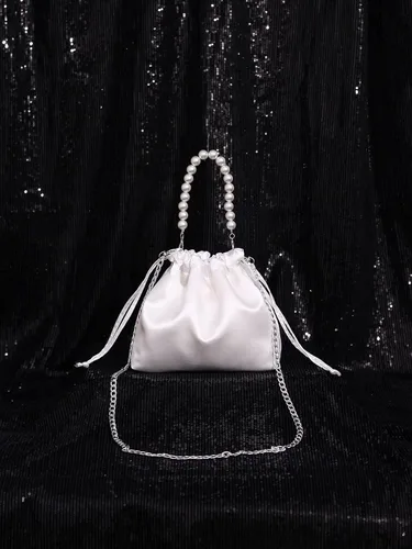 Miniatura 2 de Verdusa Bolso de noche de satén para mujer, bolso de mano con cordón de perlas